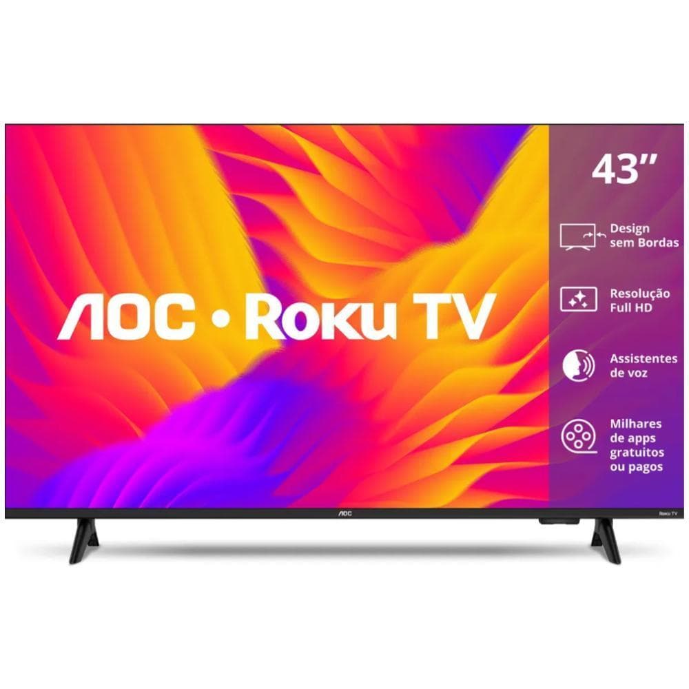 Smart TV AOC 43" Full HD 43S5155/78G Wi-Fi Roku TV com Dolby Audio