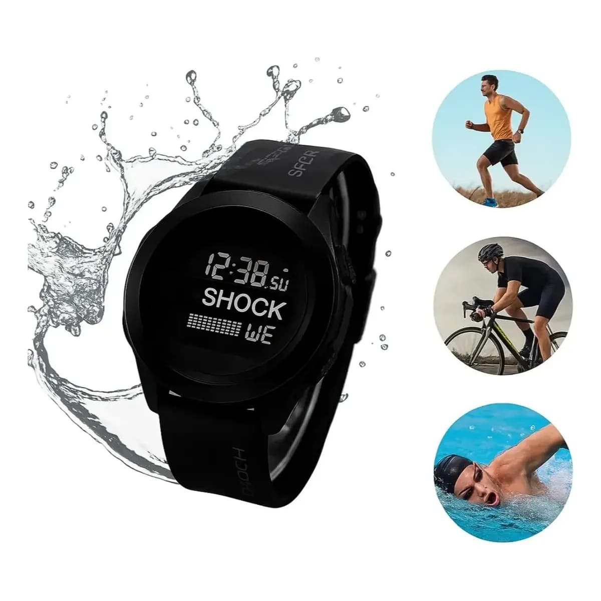 Relógio Sport Digital Esportivo Preto Com Alarme E Luz