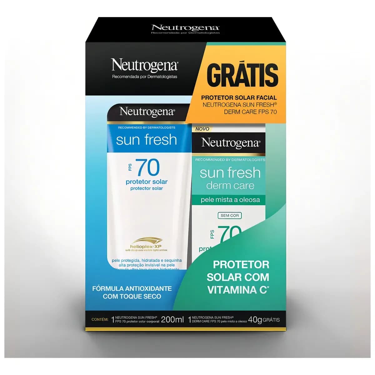 Kit Protetor Solar Neutrogena Sun Fresh FPS 70 Corporal e Facial