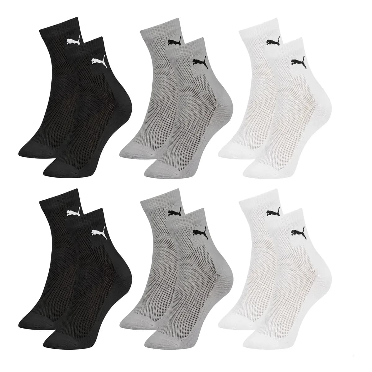 Kit 6 Pares Meia Puma Colors & Heart Cano Médio Feminino