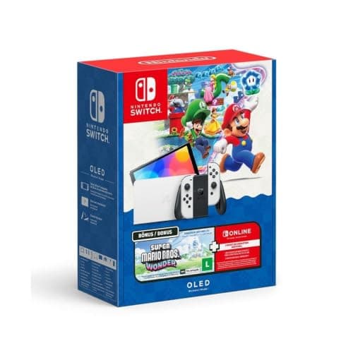 Bundle Nintendo Switch OLED + Super Mario Bros Wonder + 3 Meses de Assinatura Nintendo Switch Online